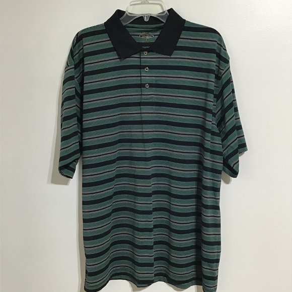 Men's Polo Golf Shirt XL S-Sleeve Stripe Lone Cypress By Pebble Beach - Picture 1 of 6